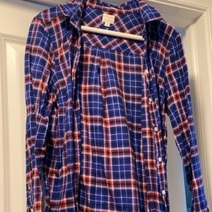 J Crew Plaid shirt. Regular size, not long or oversized. Only worn once or twice